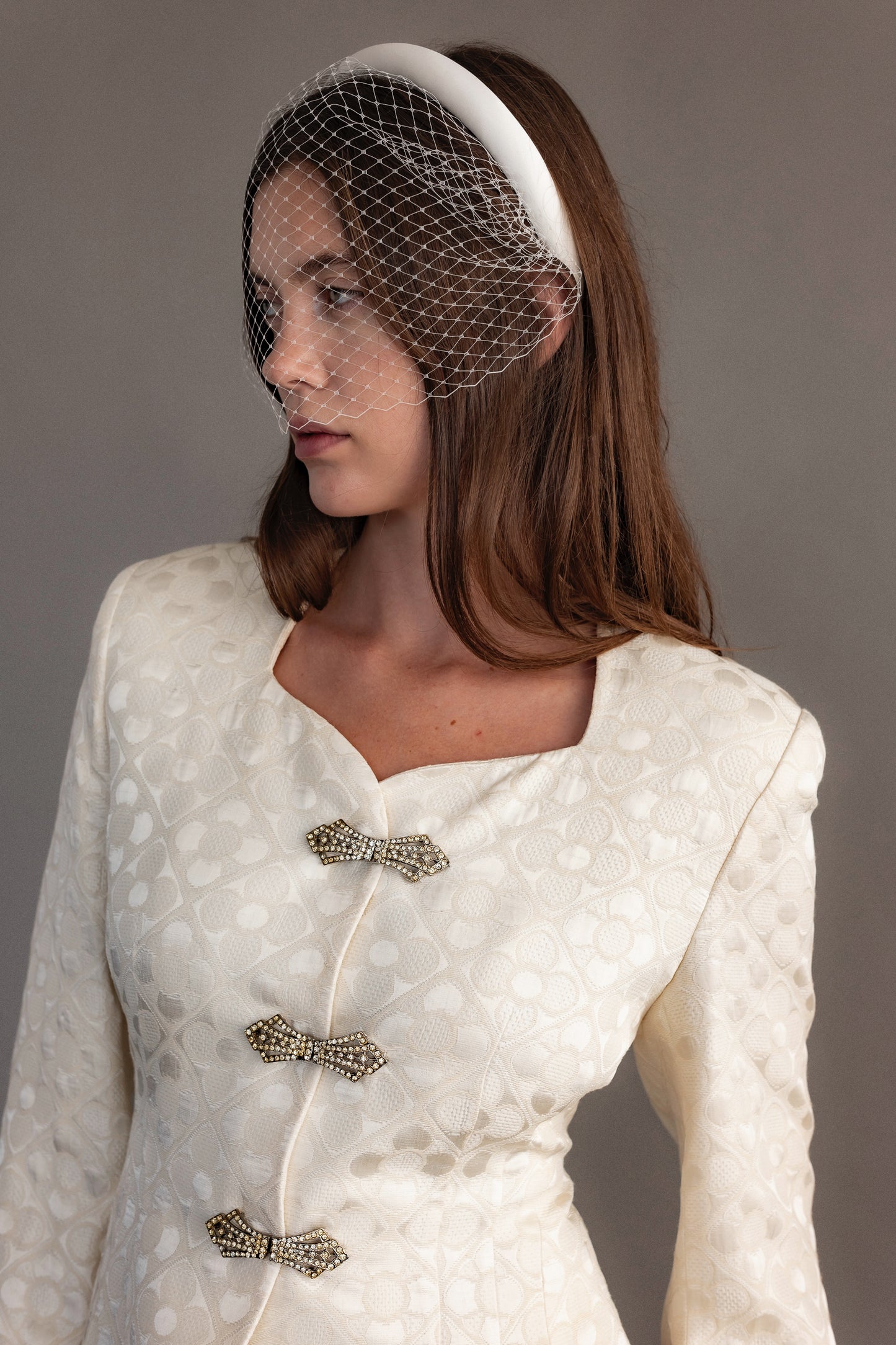 Christian Dior Embellished Brooch Skirt Suit Set