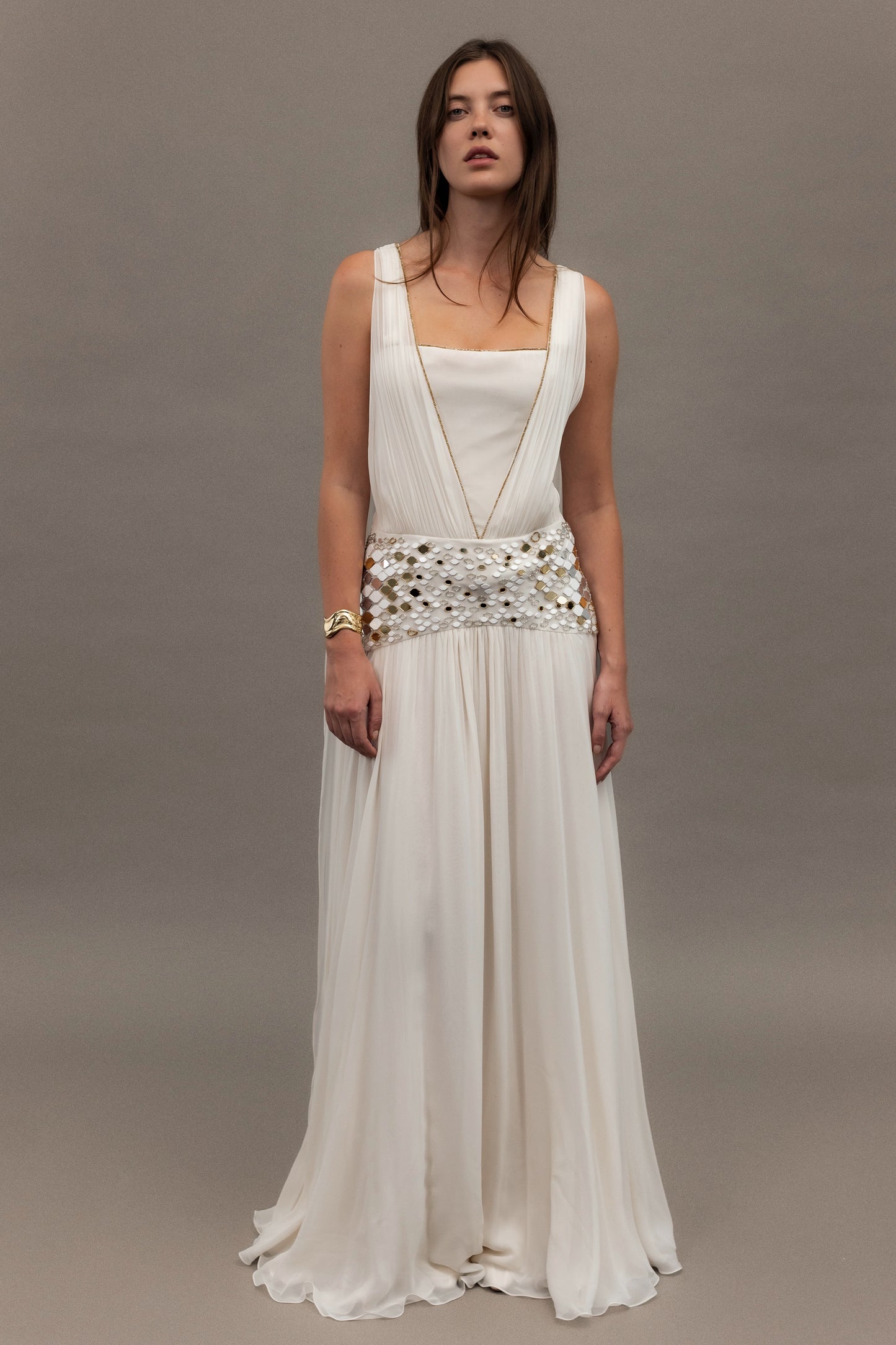 Roberto Cavalli Silk Long Dress with Mirrored Detail