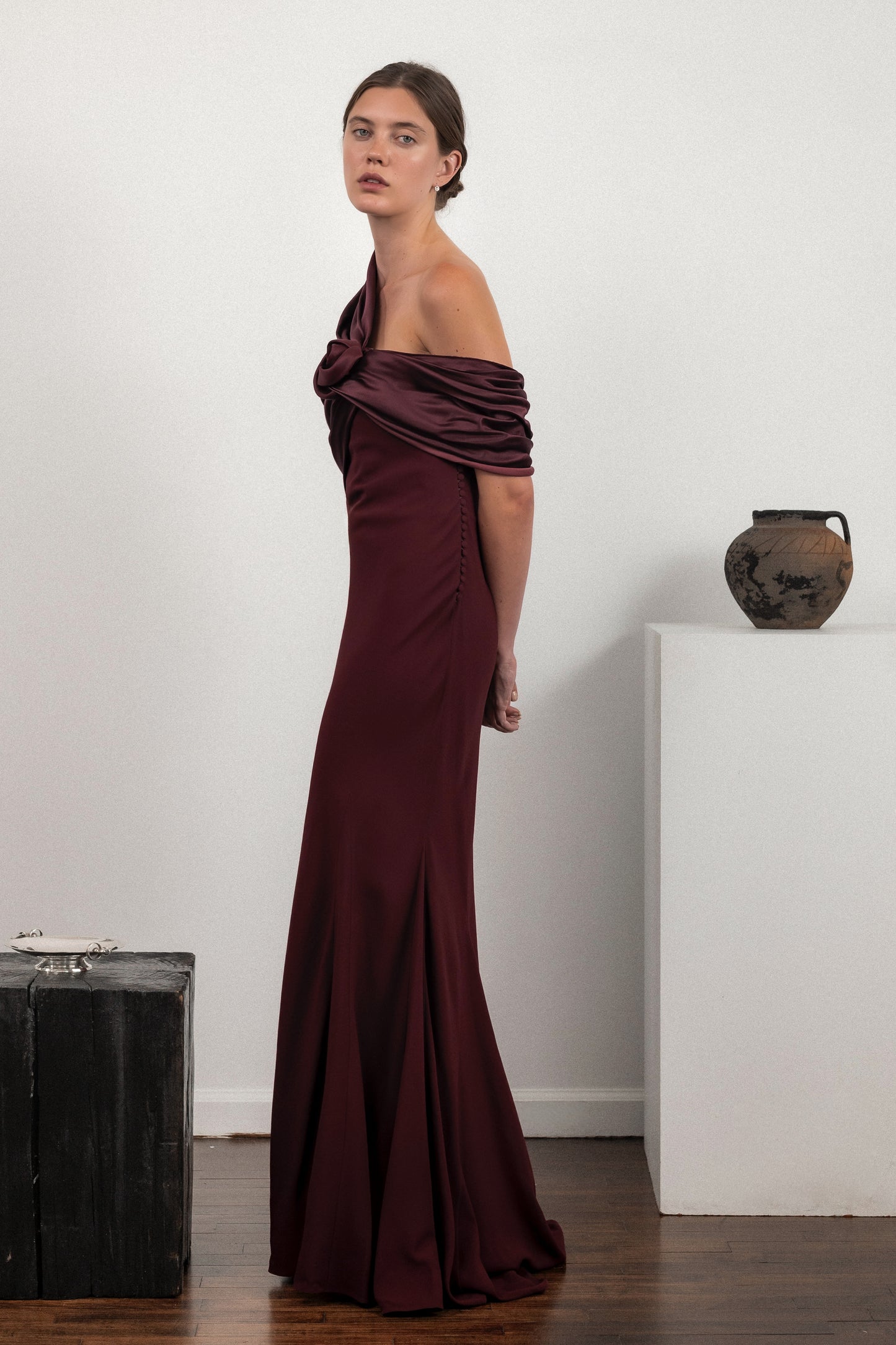 FW 2008 Dior By John Galliano Burgundy Evening Gown