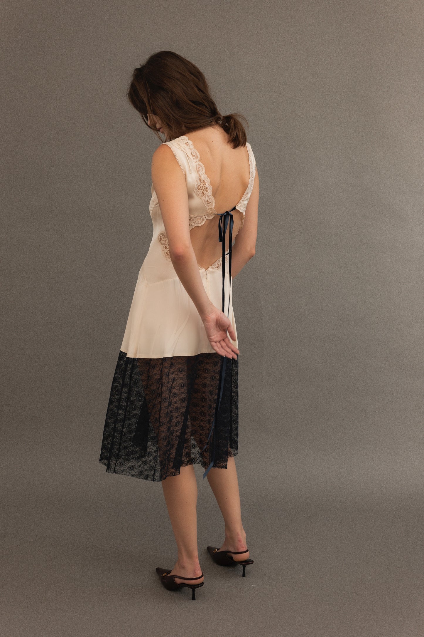 Stella McCartney Lace Teddy Dress With Velvet Bow Back Closure