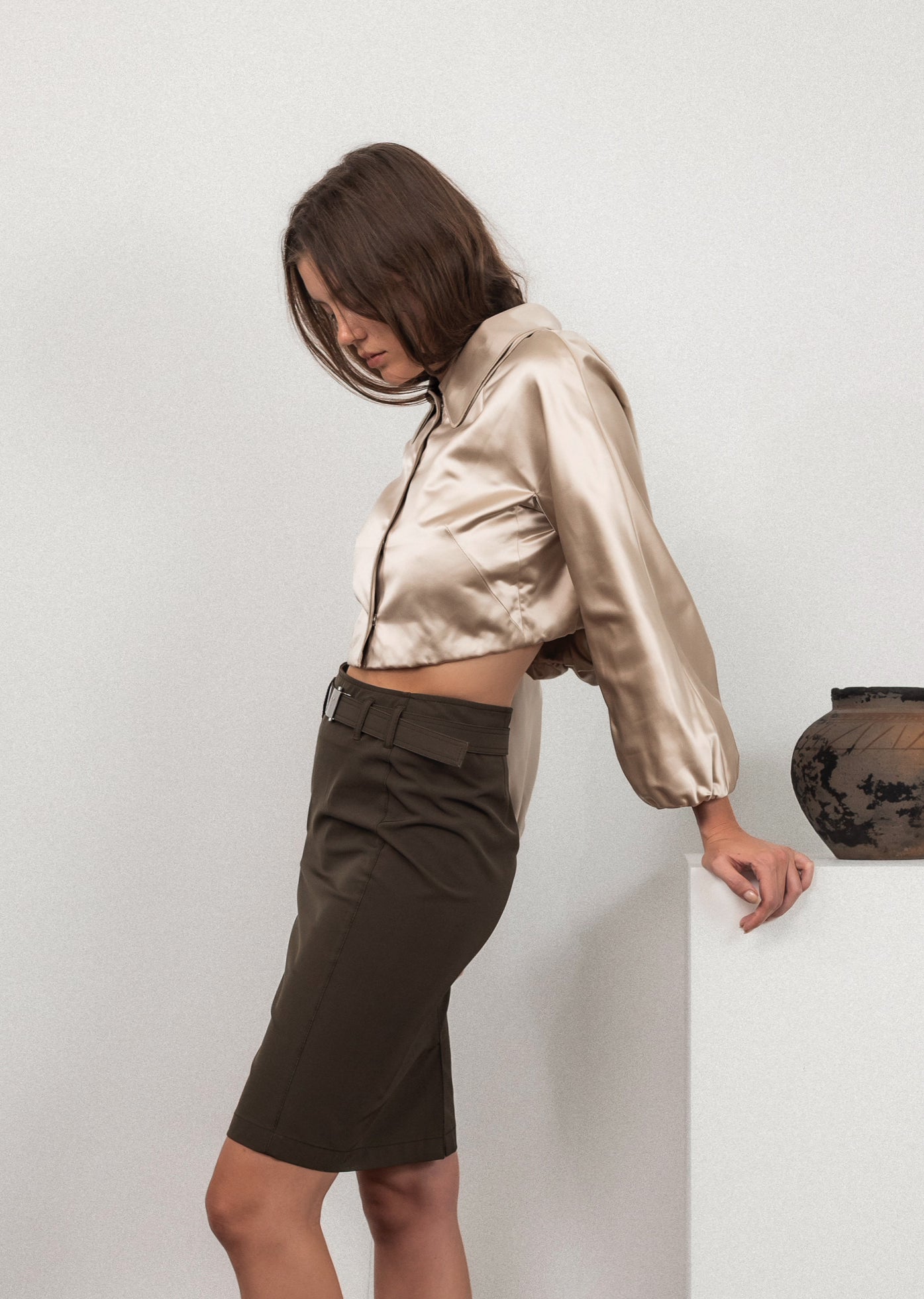 Dolce & Gabbana Satin Cropped Evening Jacket With Rounded Double Collar