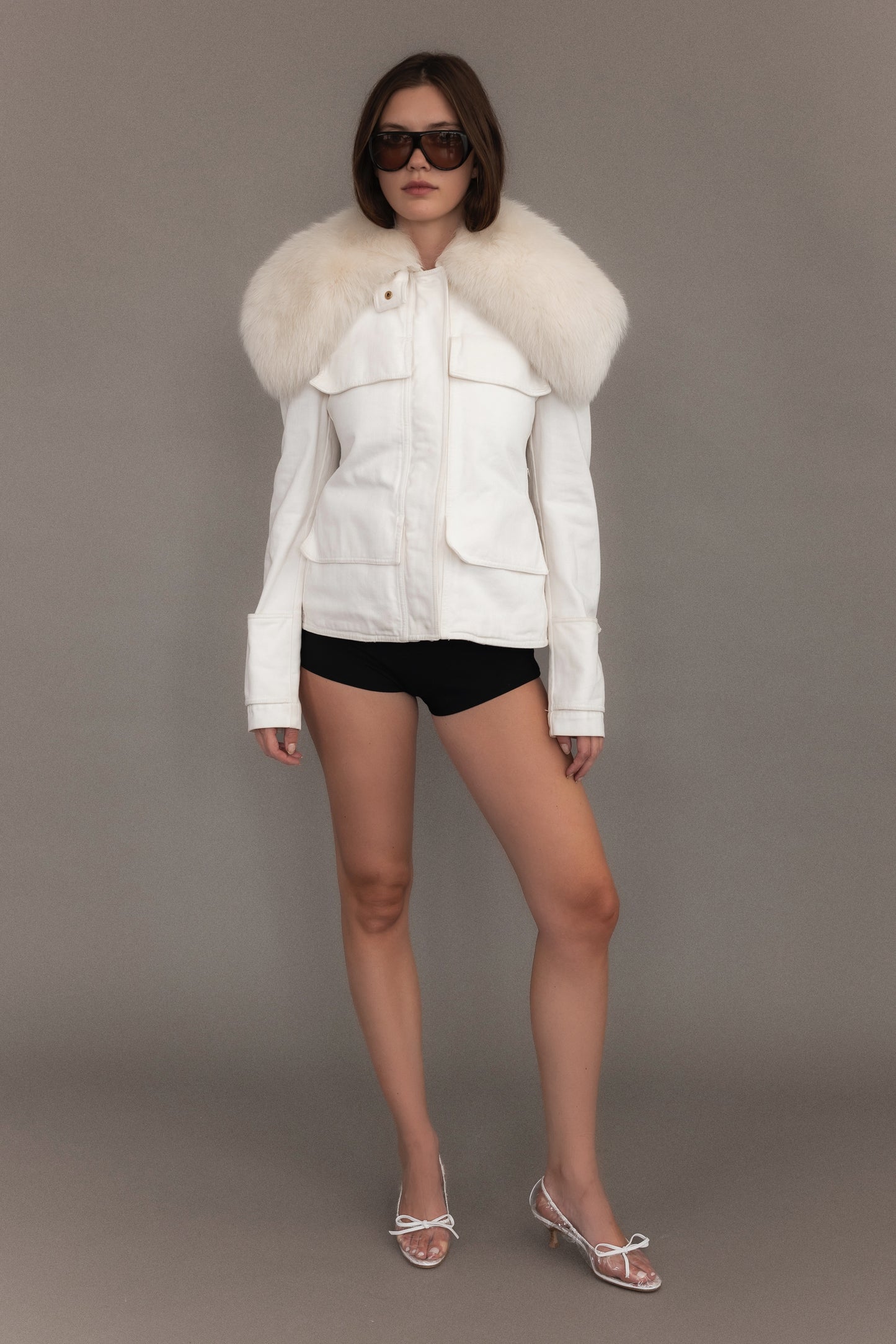 Early 2000's Gucci Utilitarian Jacket with Removable Fur Collar