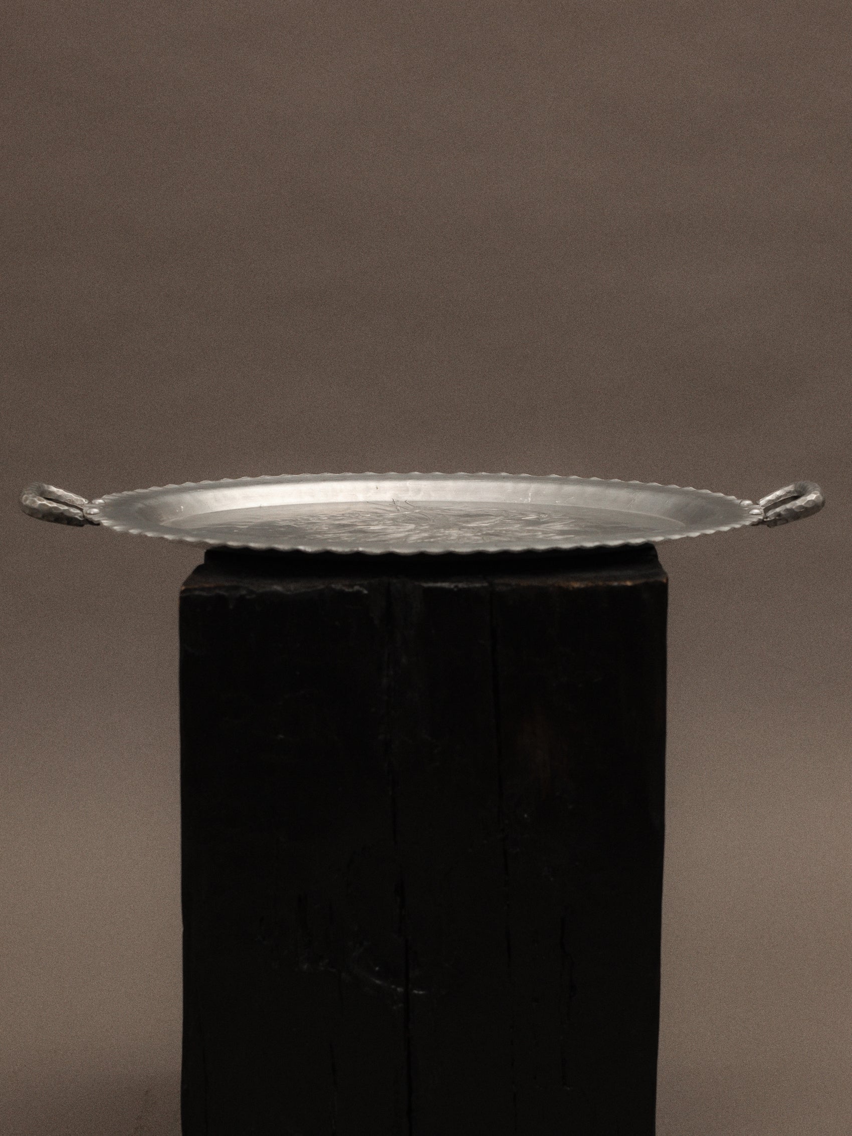 Vintage Silver Tray With Floral Etched Motif