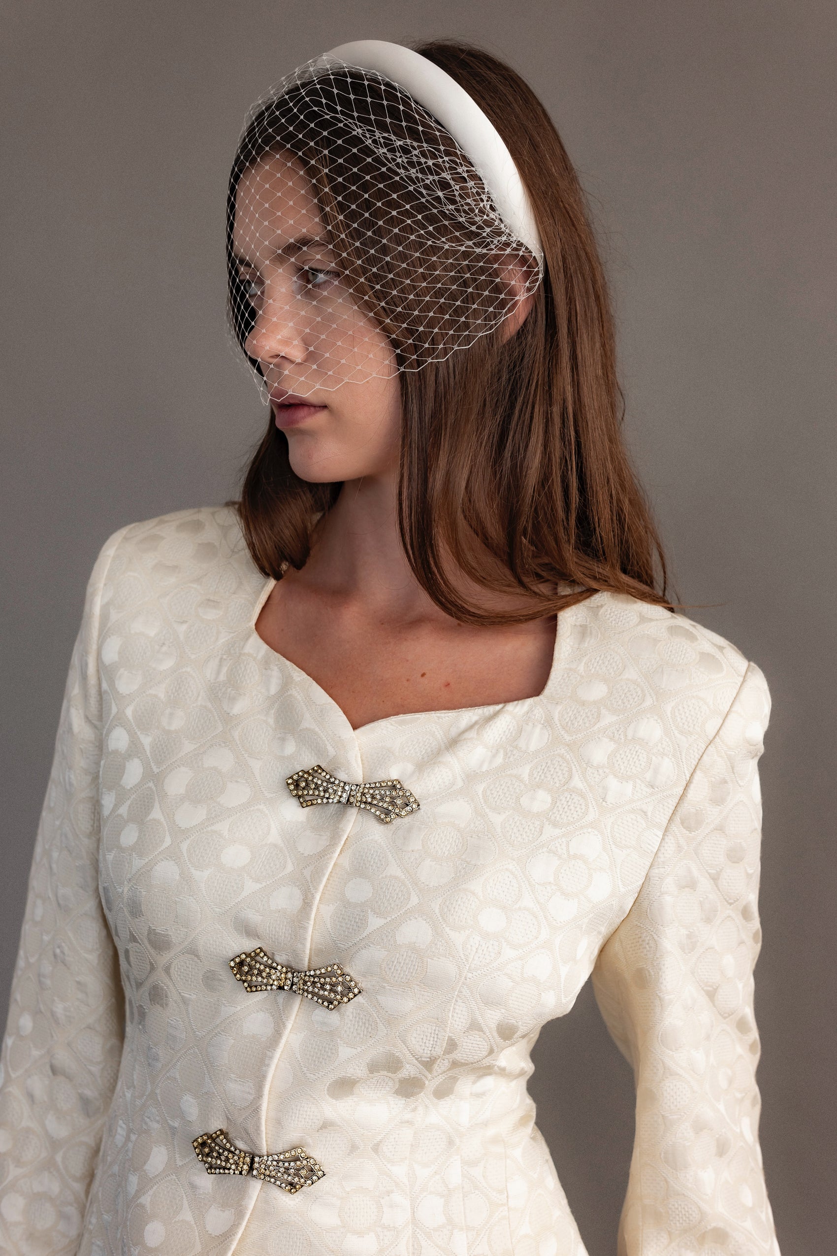 Christian Dior Embellished Brooch Skirt Suit Set