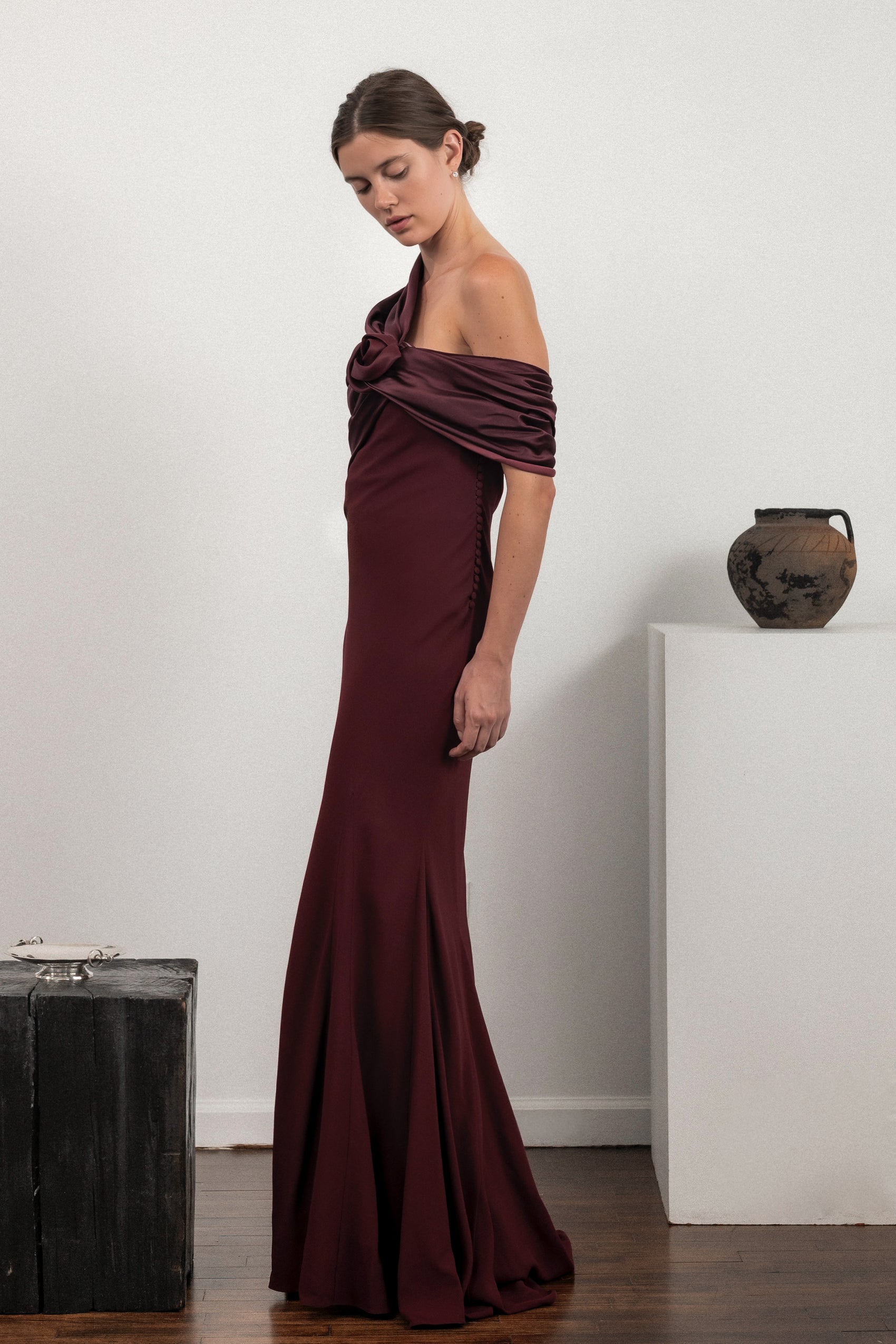 FW 2008 Dior By John Galliano Burgundy Evening Gown