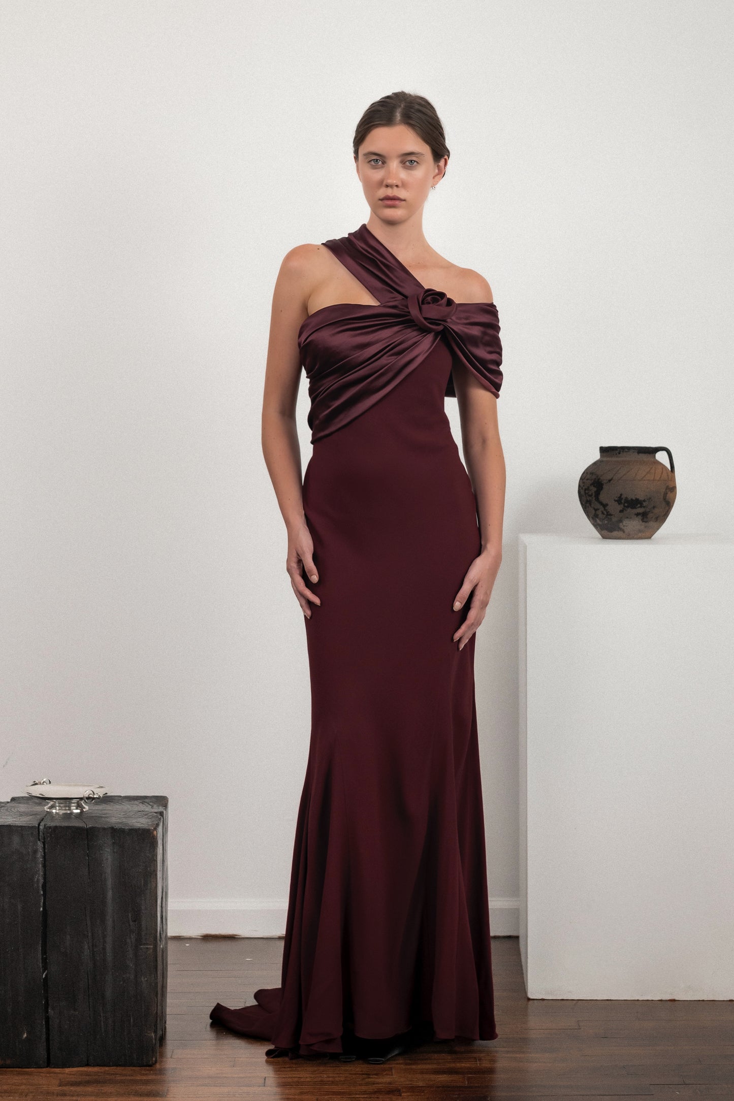 FW 2008 Dior By John Galliano Burgundy Evening Gown