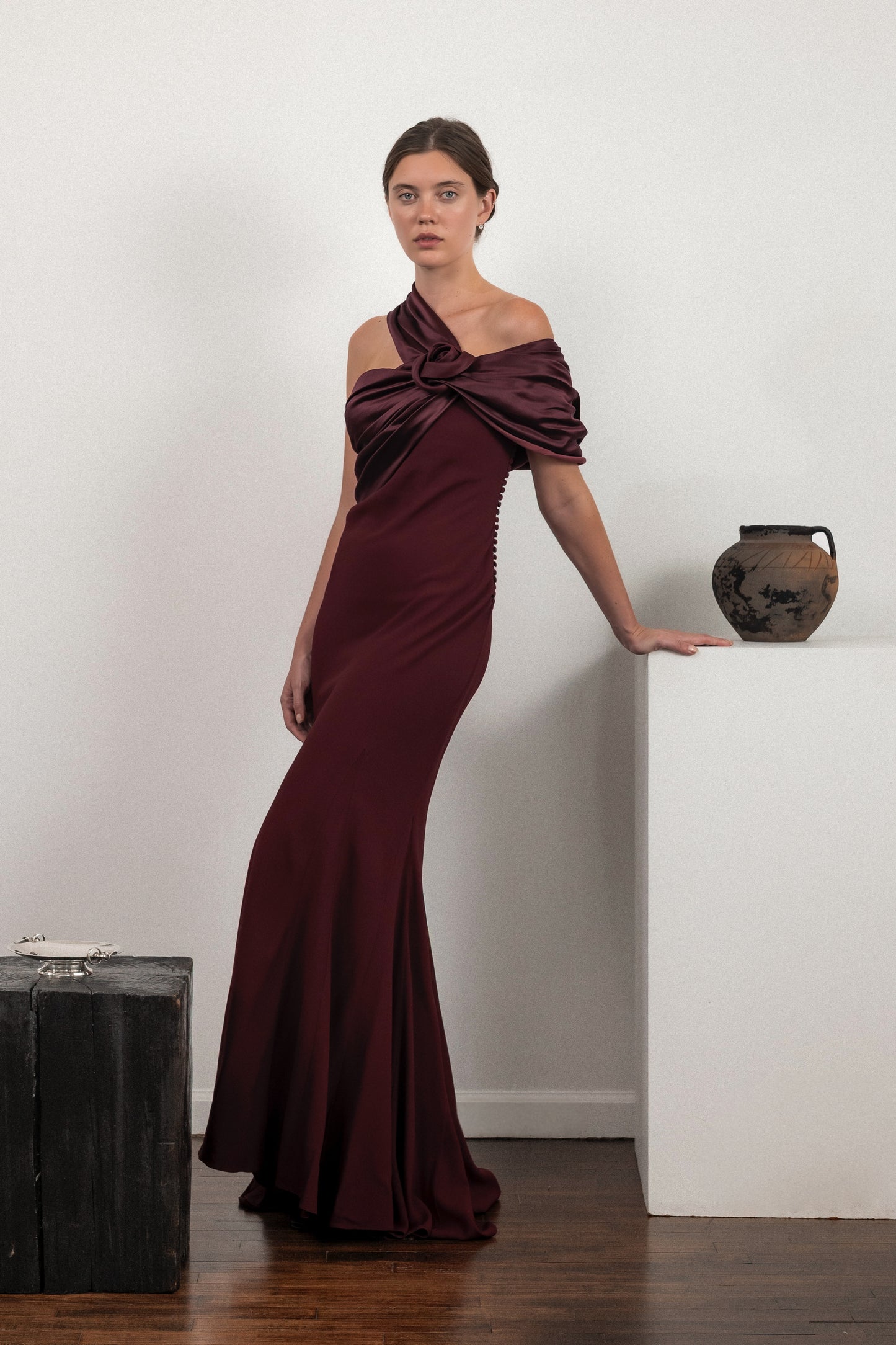 FW 2008 Dior By John Galliano Burgundy Evening Gown