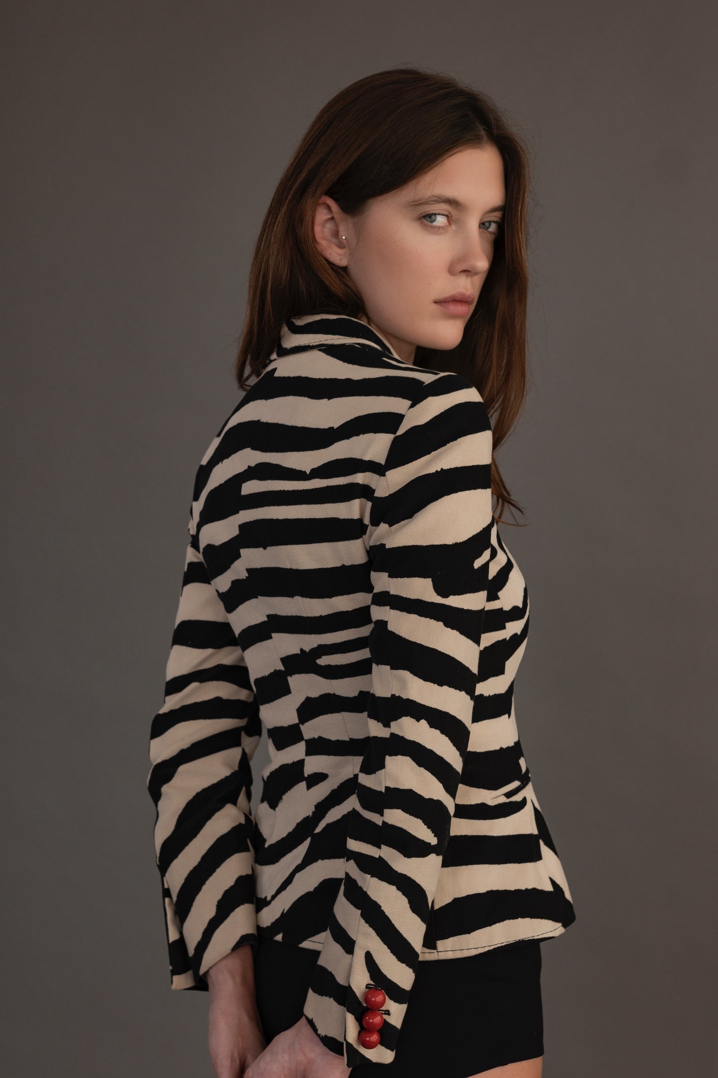 Vintage Moschino Zebra Jacket with Red Enamel Buttons