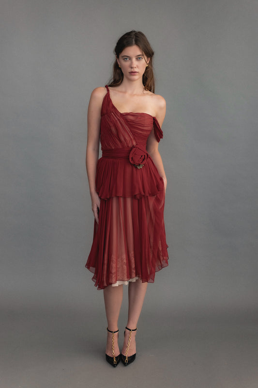 Late 90's Dolce & Gabbana Merlot Cocktail Dress