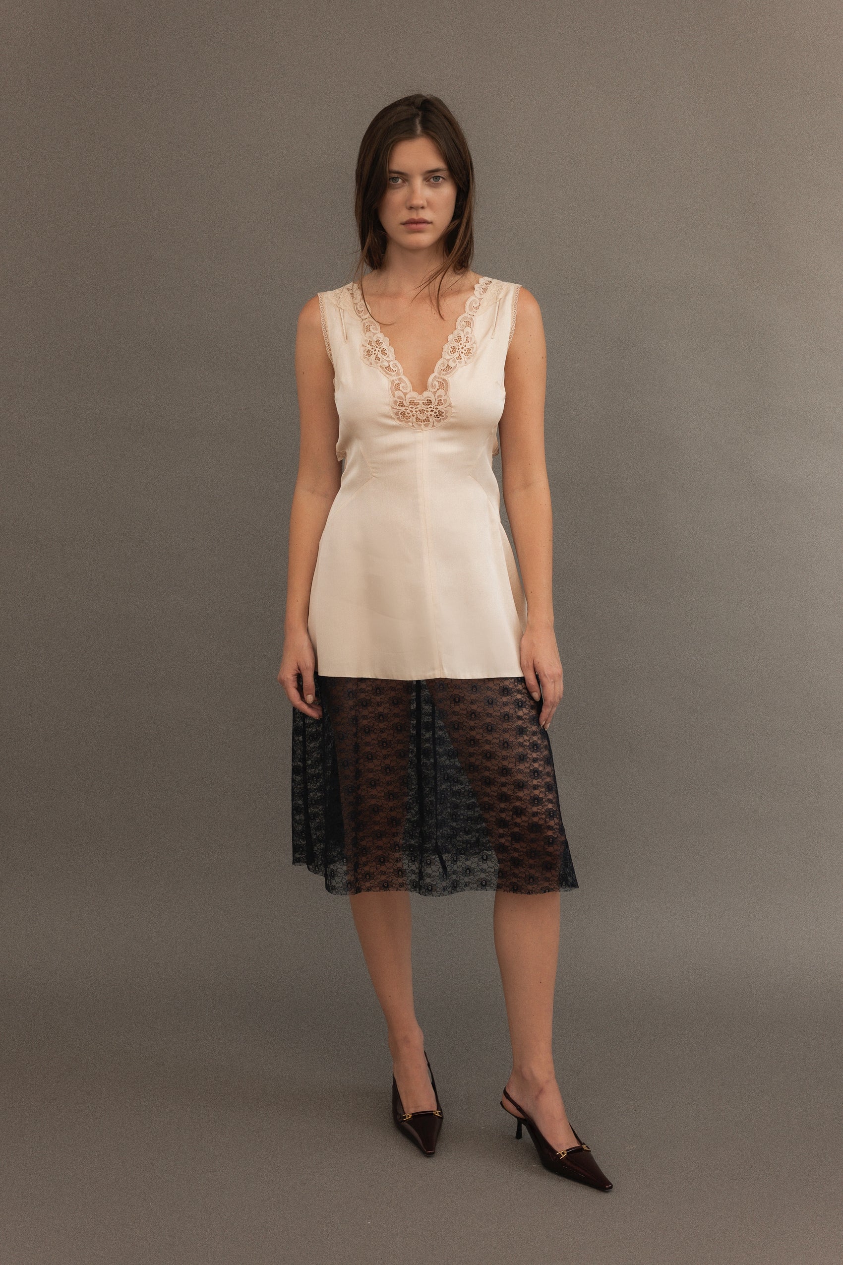 Stella McCartney Lace Teddy Dress With Velvet Bow Back Closure