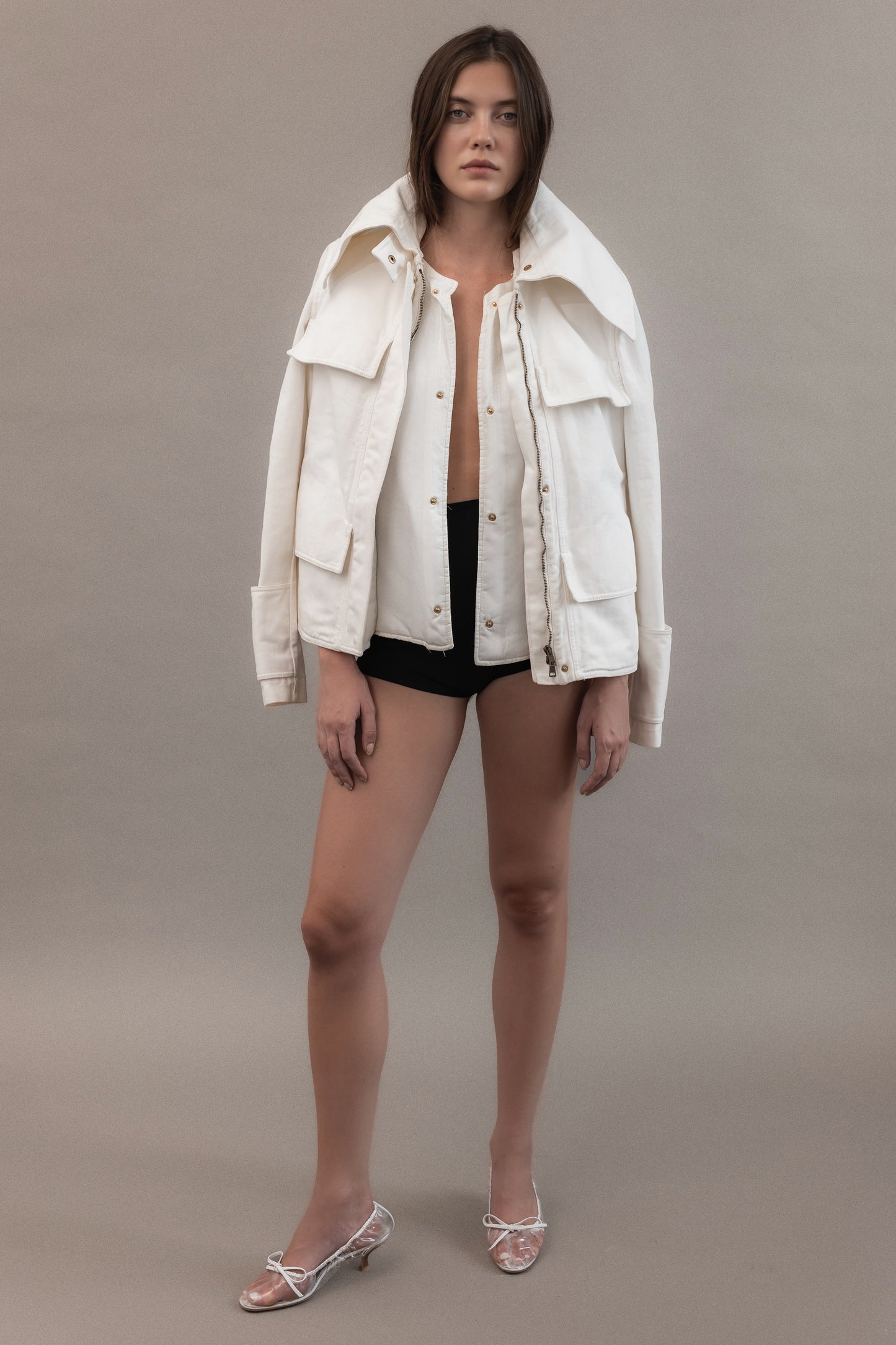 Early 2000's Gucci Utilitarian Jacket with Removable Fur Collar