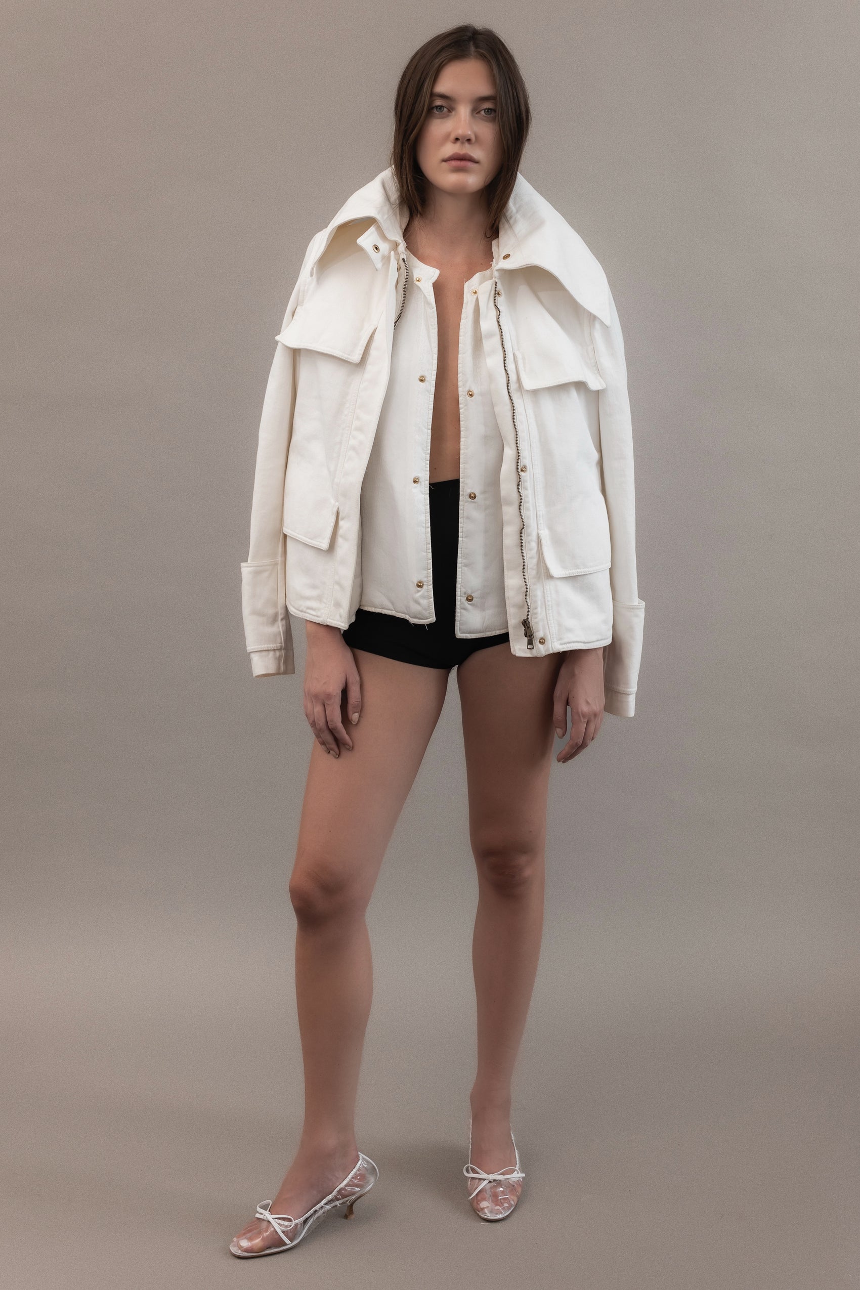 Early 2000's Gucci Utilitarian Jacket with Removable Fur Collar