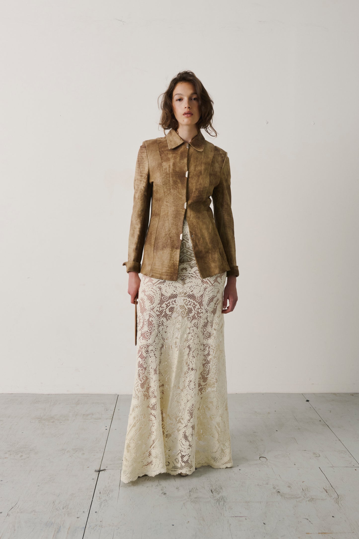 Distressed Damila Leather Jacket With Silver Hardware