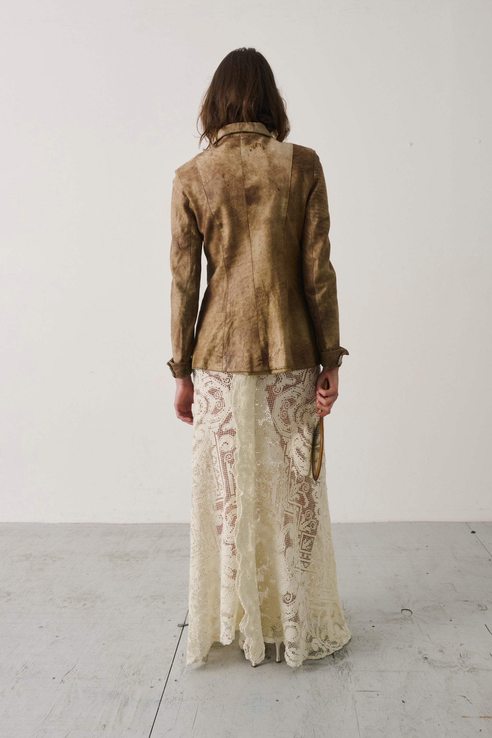 Distressed Damila Leather Jacket With Silver Hardware