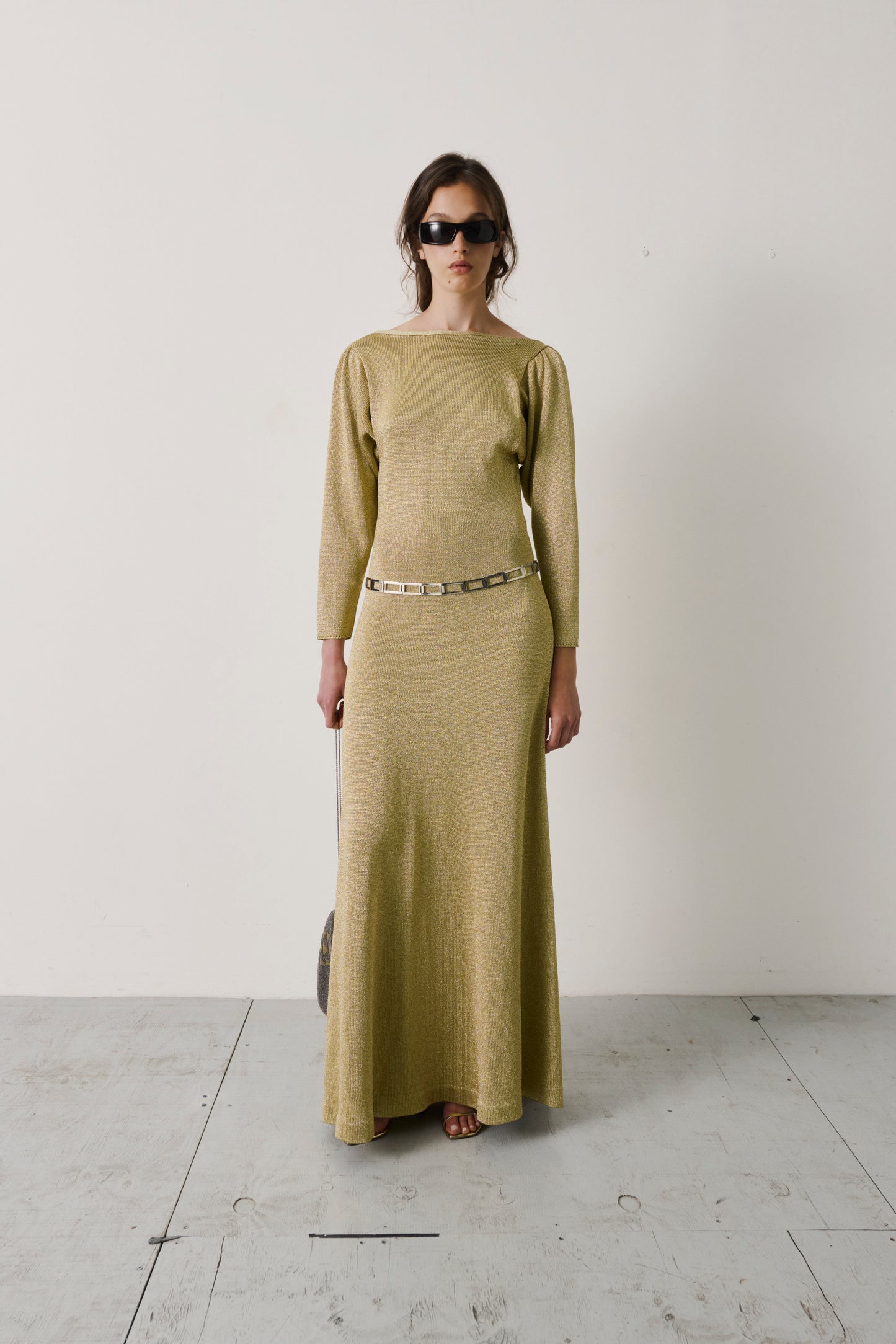 Gucci Metallic Knit Column Gown