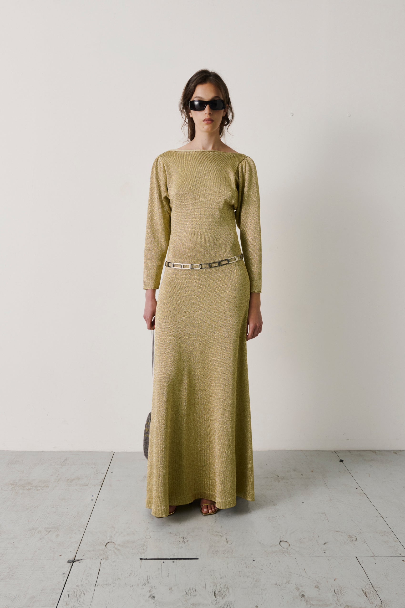 Gucci Metallic Knit Column Gown