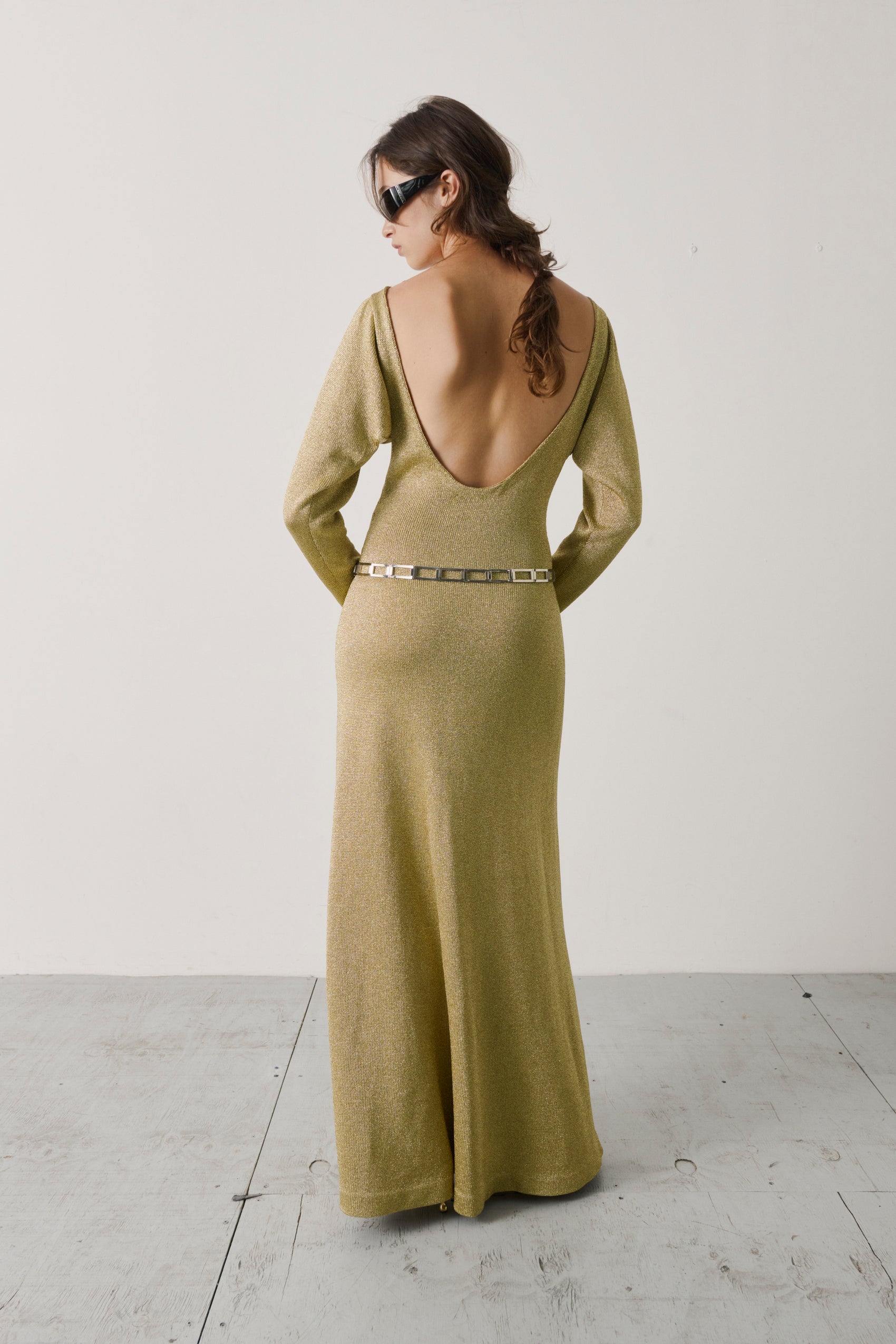 Gucci Metallic Knit Column Gown