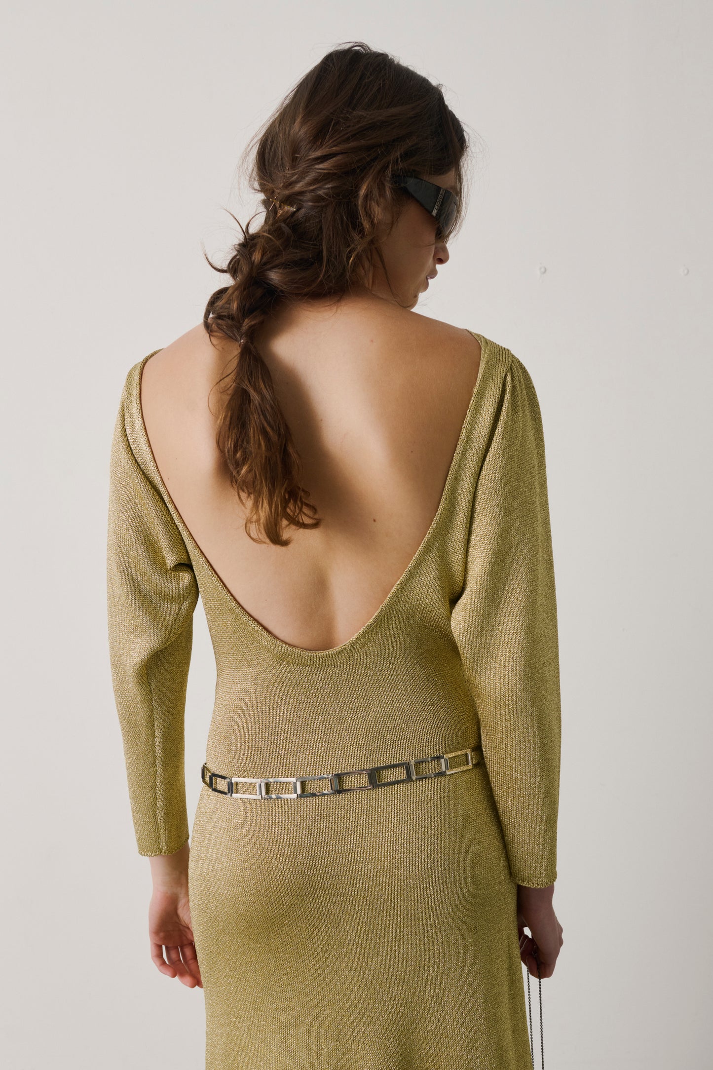 Gucci Metallic Knit Column Gown