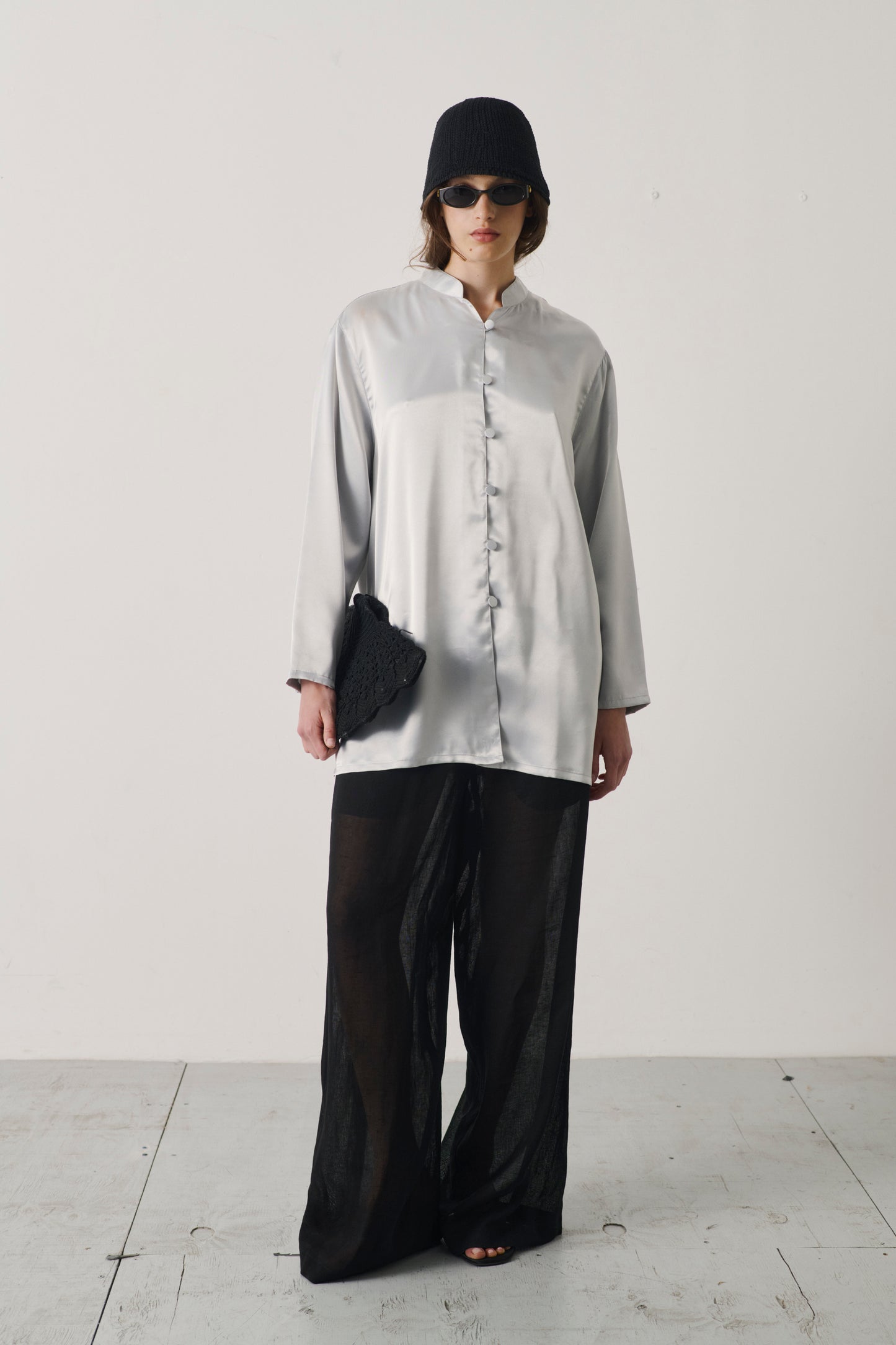 Vintage Late 90s Diane von Furstenberg Mandarin Silk Blouse