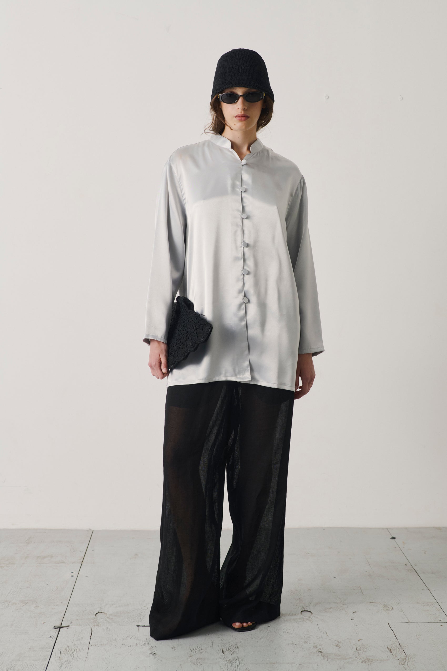 Vintage Late 90s Diane von Furstenberg Mandarin Silk Blouse