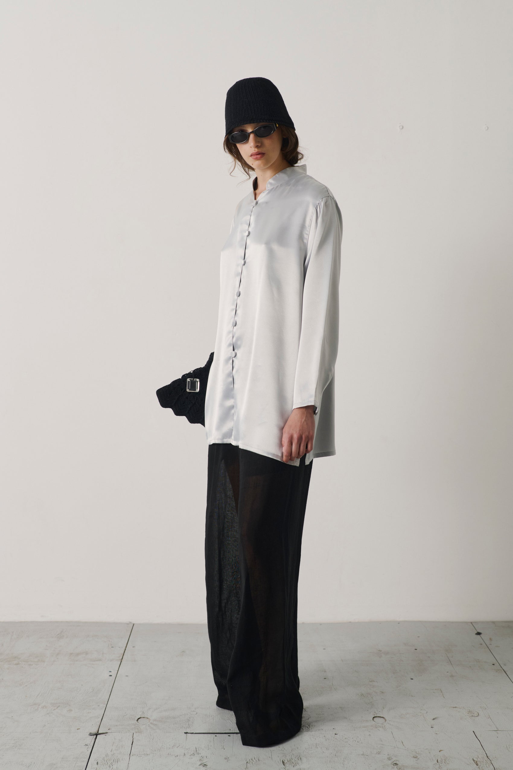 Vintage Late 90s Diane von Furstenberg Mandarin Silk Blouse