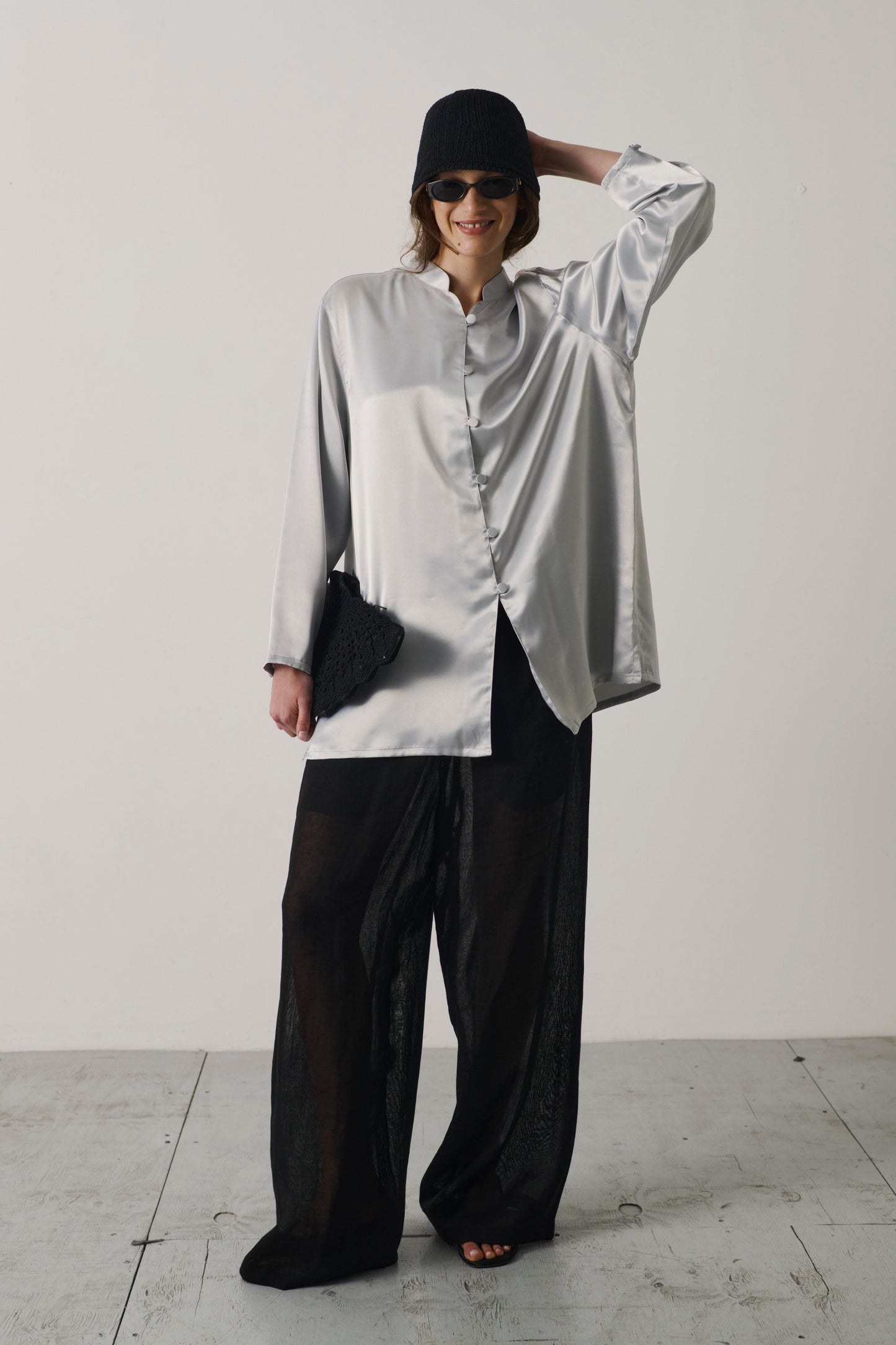 Vintage Late 90s Diane von Furstenberg Mandarin Silk Blouse
