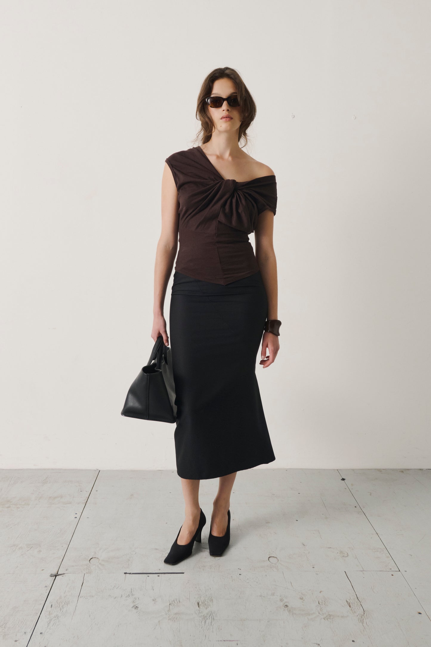 Alexander McQueen Black Panel-Seam Midi Skirt