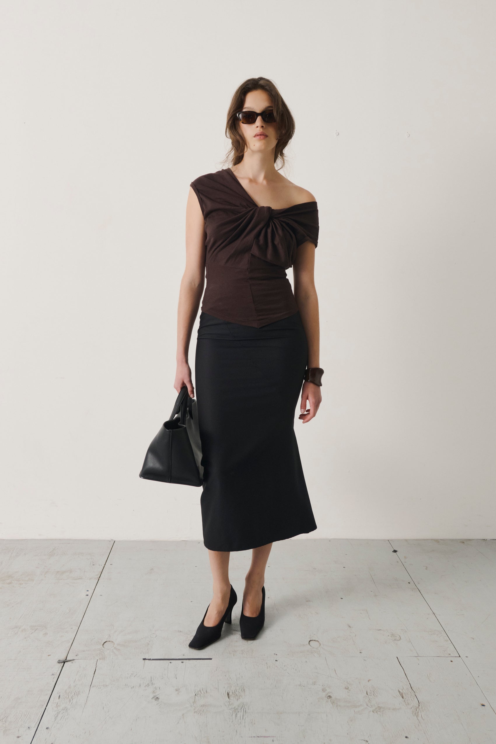 Alexander McQueen Black Panel-Seam Midi Skirt