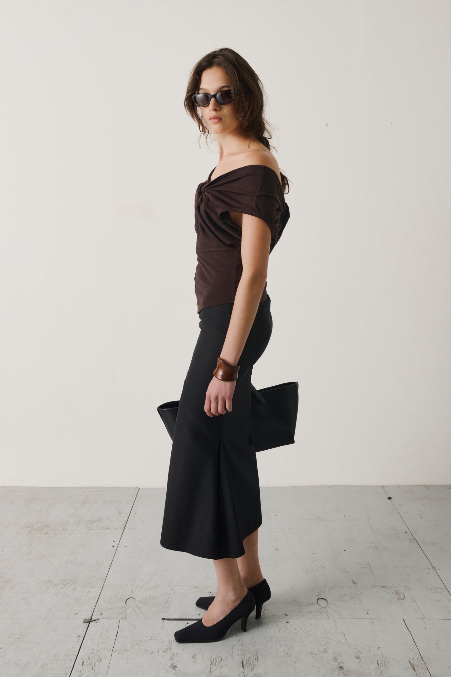 Alexander McQueen Black Panel-Seam Midi Skirt