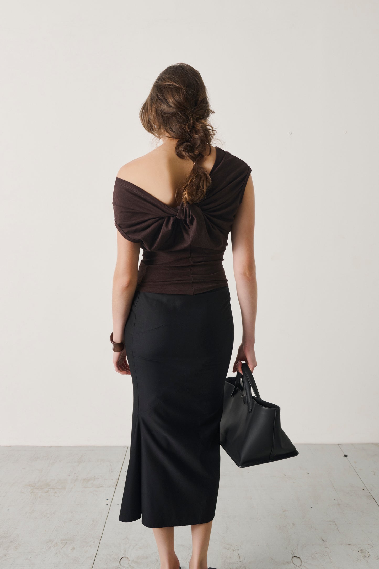 Alexander McQueen Black Panel-Seam Midi Skirt