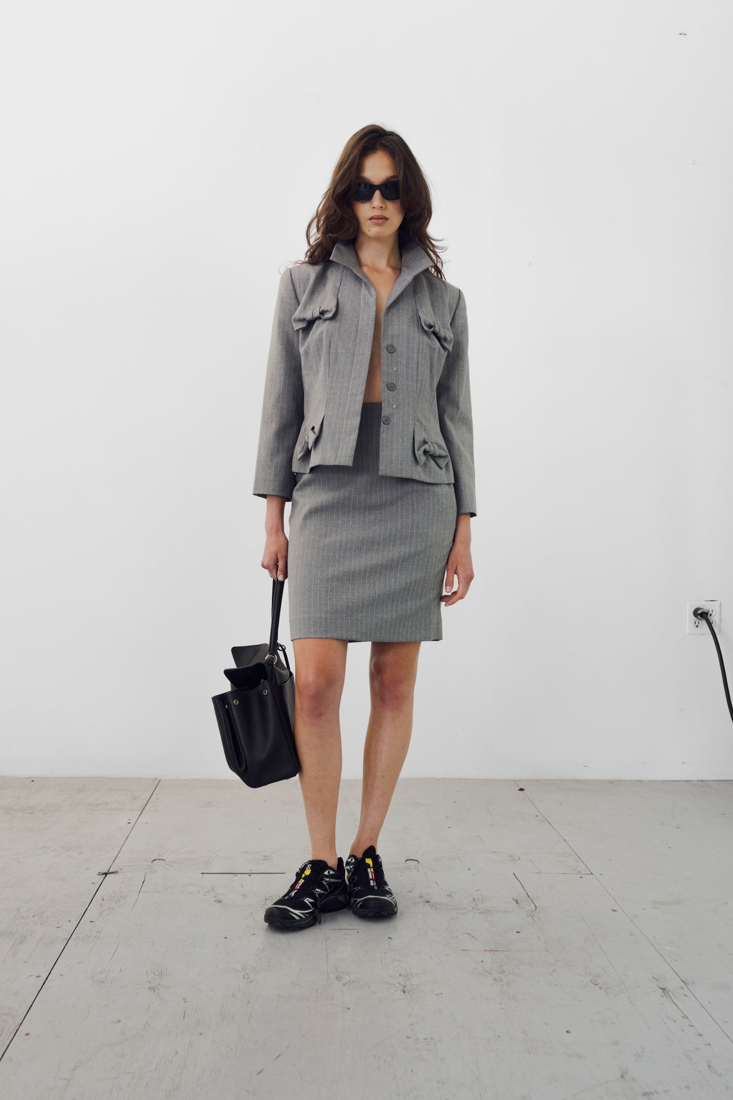 Givenchy Vintage Pinstripe Bow-Detail Jacket & Matching Skirt Set