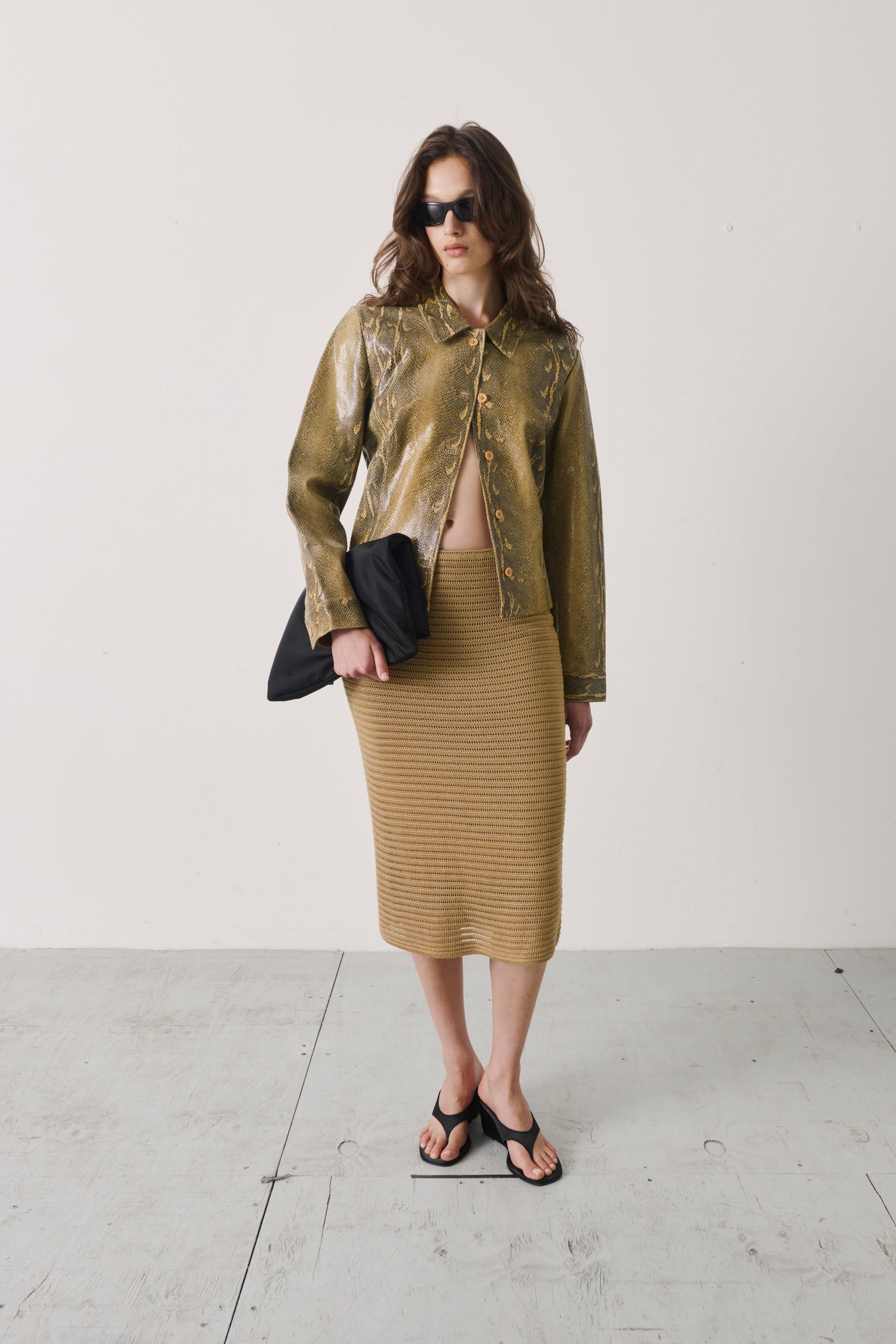 Vintage Ralph Lauren Gold Crochet Column Skirt