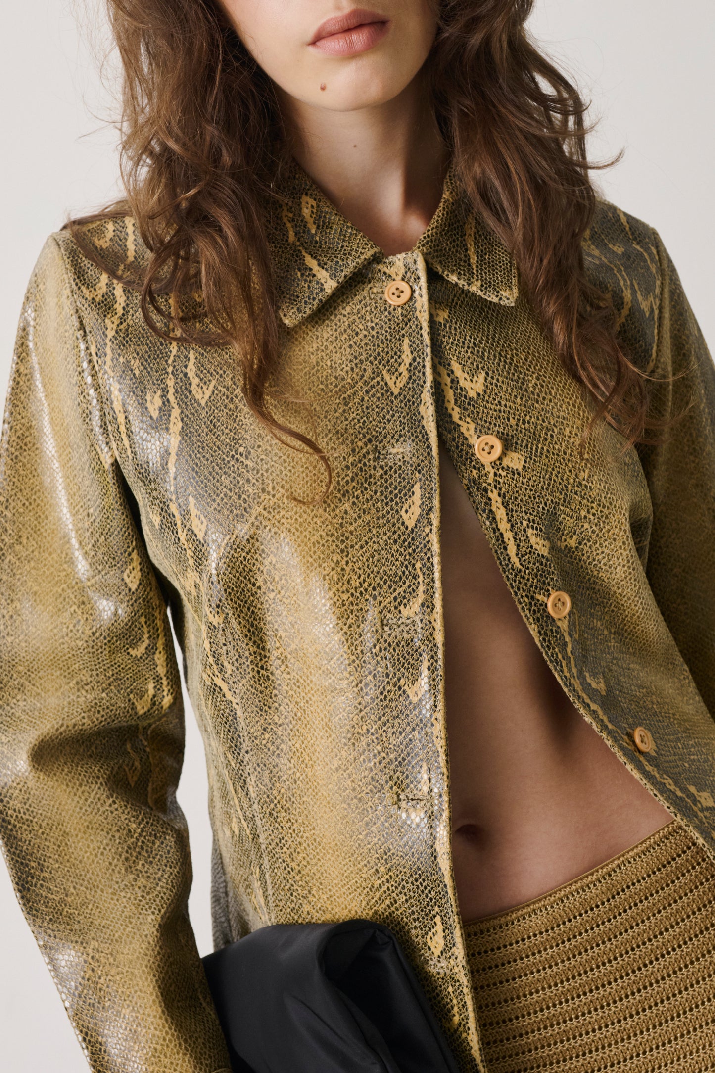 Vintage Metallic Snakeskin-Effect Jacket