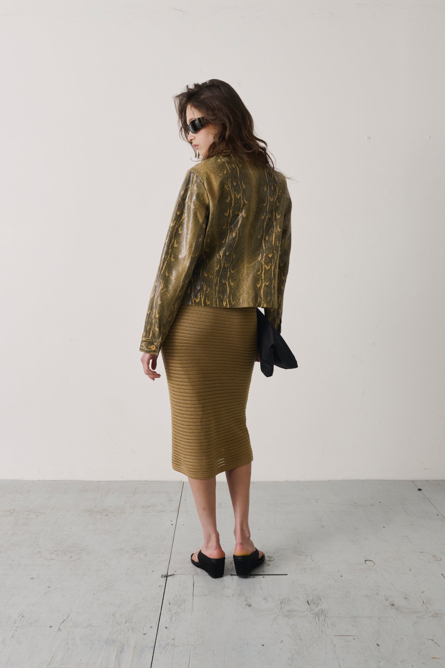 Vintage Ralph Lauren Gold Crochet Column Skirt