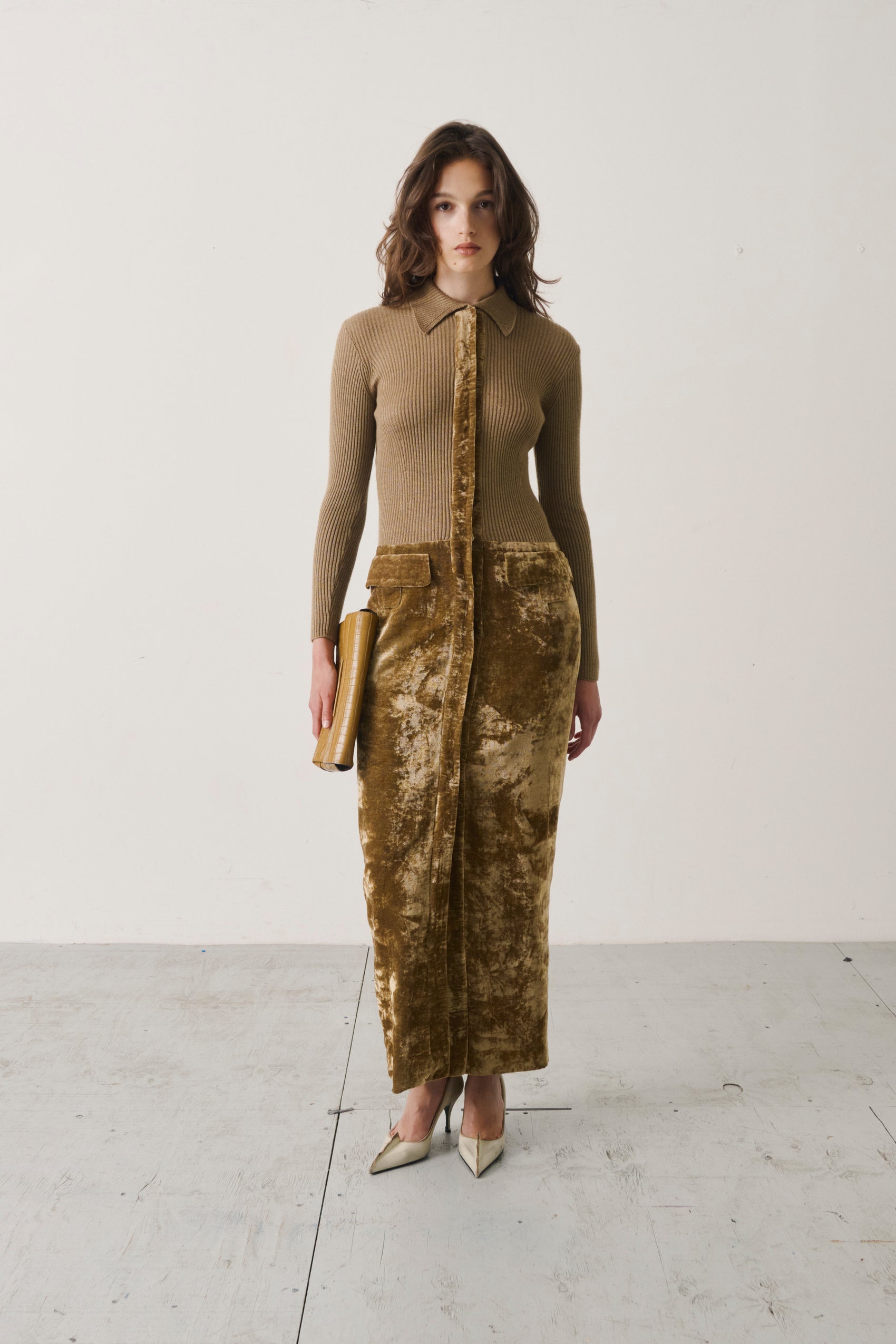 F/W 1997 Gianfranco Ferre Cashmere Evening Shirt Dress