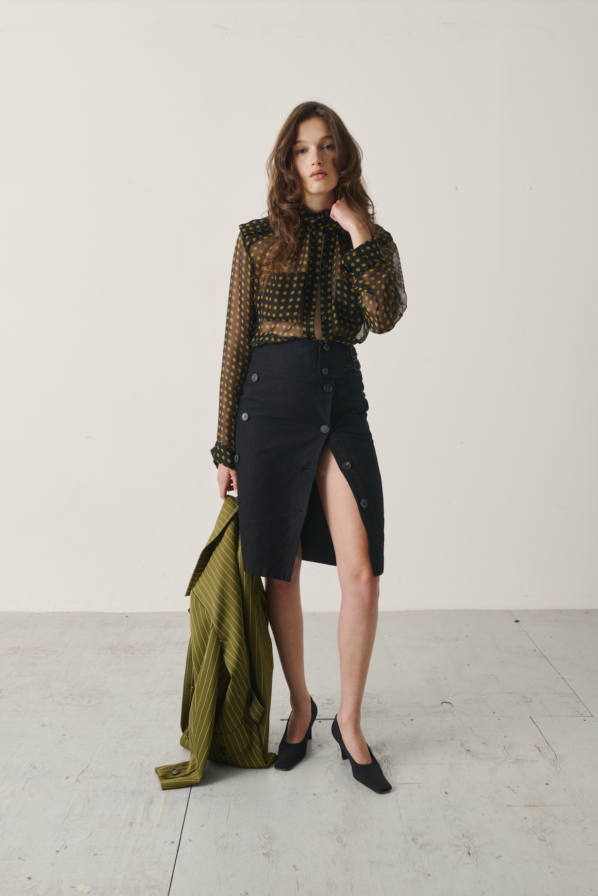 Vintage Yves Saint Laurent Rive Gauche Buttoned Cargo Skirt